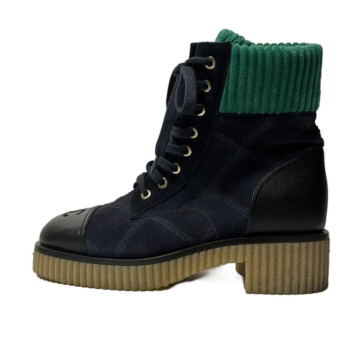 Chanel suede Combat boots
