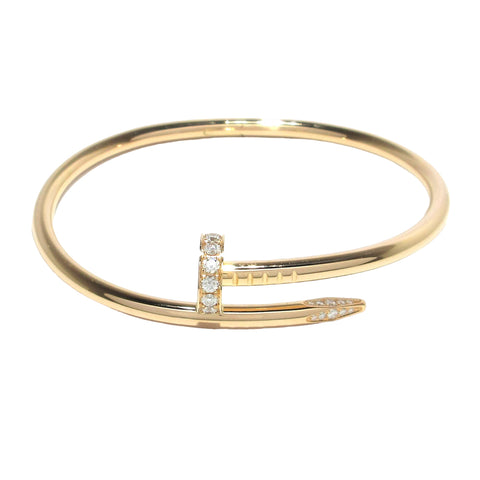 Front of Cartier Nail bracelet in Rose gold with diamonds