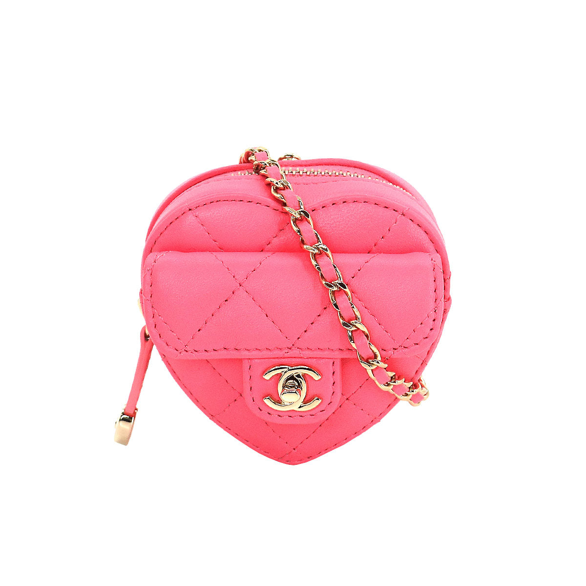 Chanel Pink Heart Coin purse with a chain – ICONICS LUXURY